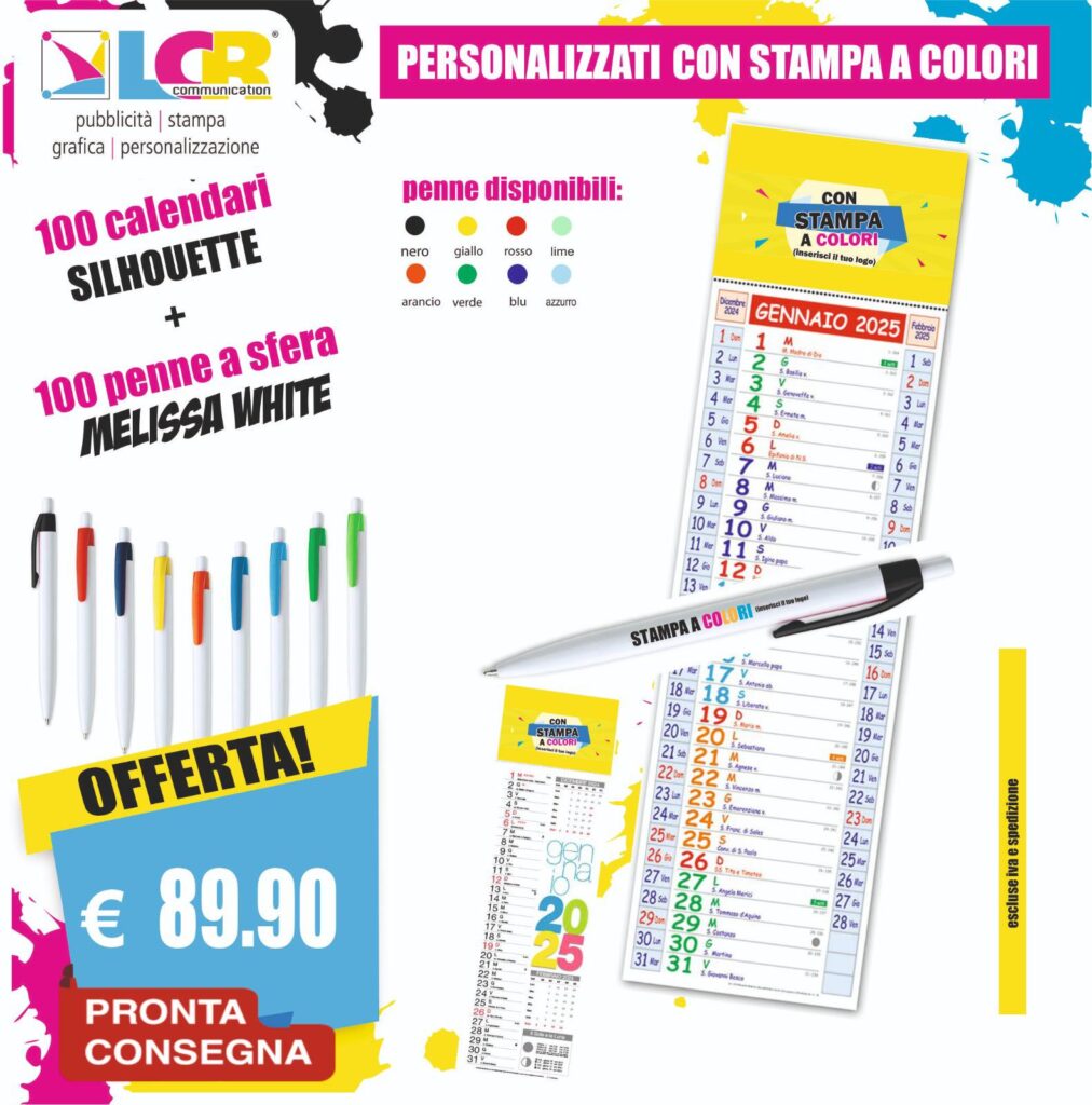 Offerta 100 calendari silhouette + 100 penne a sfera