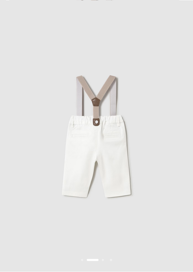 Pantalone Neonato Bretelle Bianco - Image 2
