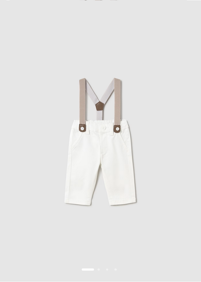 Pantalone Neonato Bretelle Bianco
