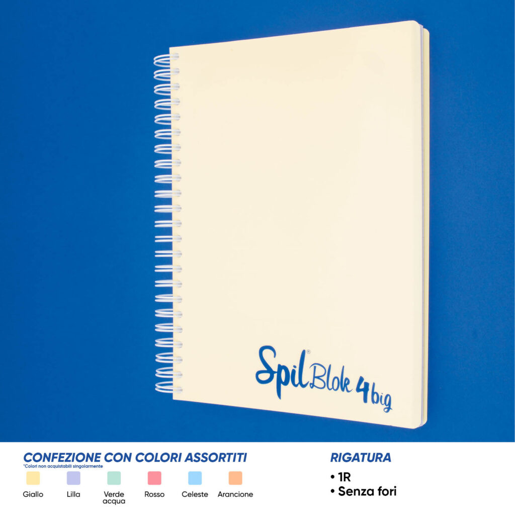 Quaderno maxi spiralato A4 spil spilblok 4 big pastel 1R
